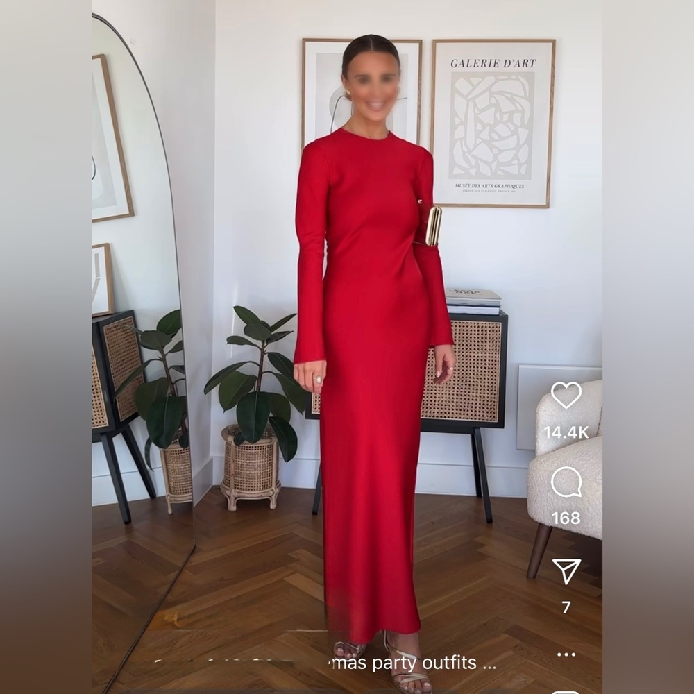 Zara Vibrant Red Long Sleeve Dress